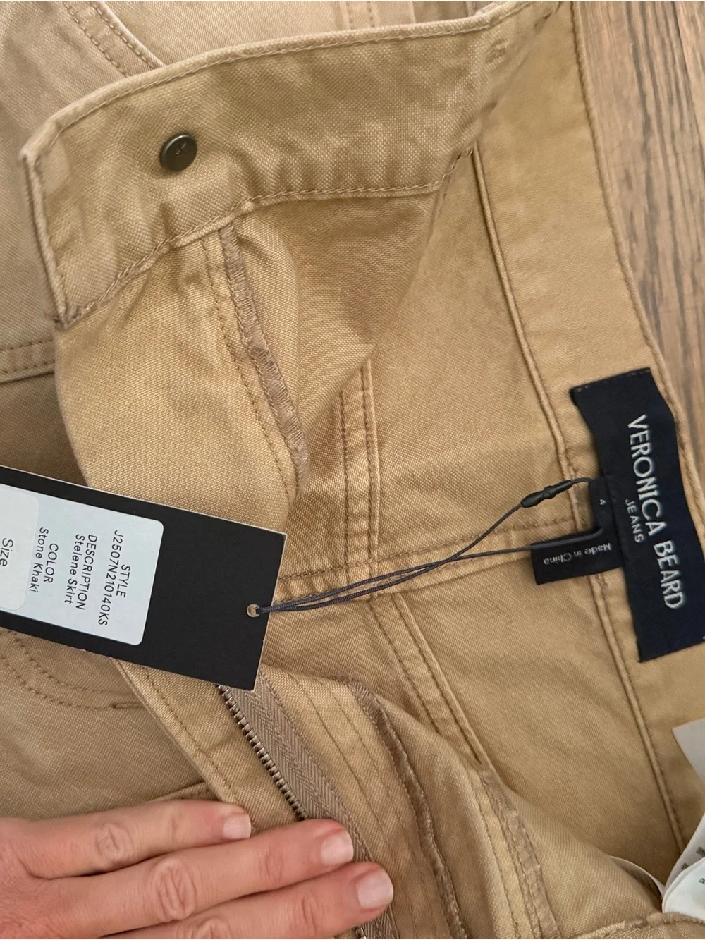 Veronica Beard Tan Utility Pocket Mini Skirt